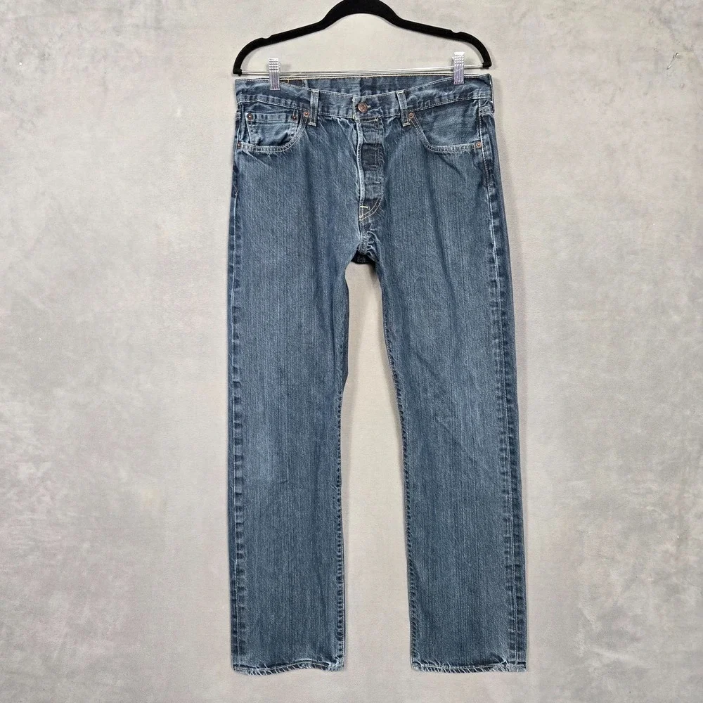 Levis 501 Jeans‎ Mens 34x32 (fits 34x30) Blue Button Fly dark wash